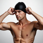 Dizokizo 2pcs High Elasticity Silicone Swim Cap for Women and Men, Comfortable Non-Slip Swimming Caps for Long and Short Hair, Durable Waterproof Swim Hats for Adults (Grey & Black)