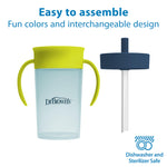 Dr. Brown's Milestones Straw to 360 Convertible Toddler Training Cup Set, 10 oz/300 mL, Interchangeable Silicone Straw and 360 Lids, Blue Green, BPA-Free, 9m+, 1-Pack