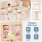 Foldable Wooden playpen,Baby Playpen,playpen for Babies and Toddlers,Baby Activity Center with Baby Gate,Portable Large playpen with Adjustable Shape and Size,Baby Fence Play Area (56x56x24inches)