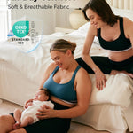 Momcozy Nursing Bras for Breastfeeding, FB011 Low-Impact Nursing Sports Bra Support Maternity Pregnancy Padded Wireless Bralette Blue