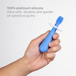 Ubbi 360° Baby Training Toothbrush with Safety Shield and Cover, Food-Grade Platinum Silicone, Gentle Cleaning for Infants, Polaris Blue