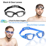 EverSport Swim Goggles, Swimming Glasses for Adult Men Women Youth Kids Child, Anti-Fog, UV Protection, Blue&Black