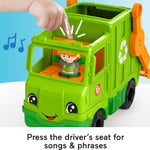 Fisher-Price Little People Musical Toddler Toy Recycling Truck Garbage Vehicle with Figure for Pretend Play Ages 1+ Years