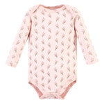 Hudson Baby Unisex Baby Cotton Long-Sleeve Bodysuits, Soft Painted Floral, 12-18 Months