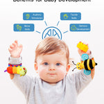 Infinno Baby Wrist Rattle Socks and Foot Finder Set, Perfect Baby Toys for 0-12 Months Newborn Boys and Girls As Baby Shower Gifts, Garden Bug Series