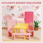 Tiny Land Wooden Dollhouse for Girls - 6 Rooms Wooden Doll House, DIY Pretend Doll House with 32Pcs Furniture Accessories, Creative Gift for Girl Ages 3+