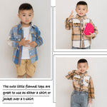 Ilyboz Cute Little Flannels 2 Pack Toddler Baby Boys Girls Plaid Flannel Shirts Jackets Long Sleeve Lapel Button Down Shirt Top Outfit Vintage Clothes