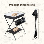 Costzon Changing Table, Portable Baby Changing Table Foldable Diaper Changing Station with Safety Belt, Large Storage Rack & Shelf, Nursery Organizer for Newborn Infant (Black)
