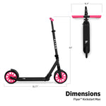 Radio Flyer Kickstart Max, Lightweight and Foldable Two-Wheel Kick Scooter Ages 8+, 220 lb Max, Large Wheels and Front Suspension for Smooth Ride