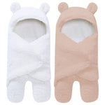 2 Pack Ultra Warm Sherpa Plush Baby Sleeping Swaddle Wrap - Newborn Essentials Must Haves for 0-6 Months - Baby Shower Registry Search Gifts for Boys Girls - Baby Stuff Accessories (Brown and White)