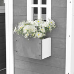 Outsunny Playhouse for Kids, Outdoor Wooden Playhouse with Floor, Door, Windows & Planter Box for 3-8 Year Olds, Backyard, Lawn, Garden, Gray