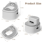 3-in-1 Potty Training Toilet, Portable Potty, Potty Training Seat and Toddler Step Stool, Easy Setup and Clean, Anti-Slip Toddler Potty Trainer for Boy Girl,Grey