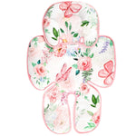 Infant Car Seat Insert Cushion, Super Soft Baby Car Seat Head Support & 2 Straps Pads, Reversible Preemie Newborn Carseat Insert, Fit Car Seat, Stroller, Infant Bouncer, Pink Rainbow