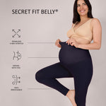 Motherhood Maternity Women's Maternity Essential Stretch Crop Length Secret Fit Belly Leggings, Black, Small