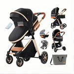 2-in-1 Baby Stroller High Landscape Pram Convertible Carriage with Reversible Bassinet for 0-36 Months,Pink