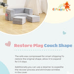Elftopia Modular Kids Sofa,Toddler Couch Foam Armchair for Kids, Children Convertible Plush Sofa Play Set,Fold Out SofaBed(Grey)