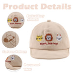 Cotton Baby Baseball Caps - Infant Toddler Sun Cap for Boys & Girls - Spring/Summer Outdoor Hat (3-18 Months, Embroidery Animals, Beige)