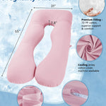 Meiz Pregnancy Pillows, Pregnancy Pillows for Sleeping, Pregnancy Body Pillow Cooling, Maternity Pillow for Pregnant Woman with Cooling Jersey Cover, Pink