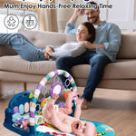 dearlomum Baby Play Mat Gym,Funny Play Piano Tummy Time Activity Mat with 5 Infant Sensory Toys & 2 Baby Book Toys, Boy & Girl Gifts for Newborn 0 to 3 6 9 12 Months(Blue)