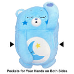 Happy Nappers: Care Bears 26" Pillow Pocket Pal - Bedtime Bear - Plush Character Pillow Case, Animal Cover w/Weighted Paws, Soft Huggable Companion, Kids