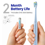 7AM2M Sonic Travel Electric Toothbrush for Adults & Kids, Travel Case&2 Brush Heads, Battery Powered Sonic Toothbrush, Compact Design for Daily/Travel Use-Blue