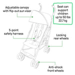 Summer Infant 3Dlite ST Convenience Stroller, Black & Gray - Lightweight Stroller with Steel Frame, Large Seat Area, Multi-Position Recline, Storage Basket - for Travel and More