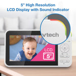 VTech VM924 Remote Pan-Tilt-Zoom Video Baby Monitor, 5" LCD Screen, Up to 17 Hrs Video Streaming, Night Vision, Up to 1000ft Range, Soothing Sounds, 2-Way Talk, Temperature Sensor,Secured Transmission