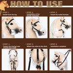 Shappy Hobby Horse Toy Accessories Realistic Horse Bridle with Metal Bit and Adjustable Reins, Faux Leather and Stainless Steel for Equestrian, Themed Events Competitions and Play(Black)