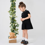pureborn Toddler Girls Polo Dress Short Sleeve Pique Cotton Dress Summer Casual Playwear Dresses Black 2-3 Years