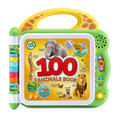 LeapFrog 100 Animals Book with colorful buttons and animal illustrations on a white background
