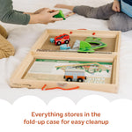 Melissa & Doug Take-Along Railroad Tabletop Playset with Wooden Train Toys, Animals & Scenery Play Pieces, Preschool Learning Toys for Girls & Boys 3+ - FSC Certified