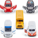 KIDAMI Die-cast Metal Toy Cars Set of 5, Openable Doors, Pull Back Car, Gift Pack for Kids (Official Car)