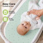 2-Pack Organic Bassinet Sheets for Girls, Boys - 100% Cotton Bassinet Mattress Sheets Compatible with Halo Bassinest Swivel Sleeper, Graco, Baby Delight, Chicco,Unisex Fitted Bassinet Sheets(Bunnies)