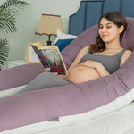 QUEEN ROSE Pregnancy Pillow, U Shaped Full Body Pillows for Sleeping Support, 65 Inch Maternity Pillow for Pregnant Women, Purple and White