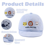 Cotton Baby Baseball Caps - Toddler & Infant Sun Cap for Boys & Girls - Spring/Summer Outdoor Hat (Blue Embroidery Animals)