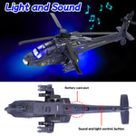 Tcvents Army Police Helicopter Toy for Boys Age 4-7, Diecast Military Toys Helicopter Model with Sounds & Lights, Pull Back Alloy Plane Birthday Gifts for Kids Toddlers 3-9 (Holder Included)