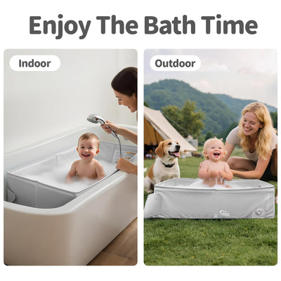 Bella’s Friends Baby Collapsible Bathtub, Travel Bath Tub for Baby, Foldable and Portable, Easy Storage, Reinforced Structure, Lightweight, Travel Essentials for 6M-3Y Infant Toddler, Gray