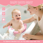 TPN Baby Bath Seat for Babies 6 Months & Up, Non-Slip Toddler Bath Seat with 5 PCS Waterproof Emoji Stickers, Portable Infant Bath Seat for Baby(Pink)