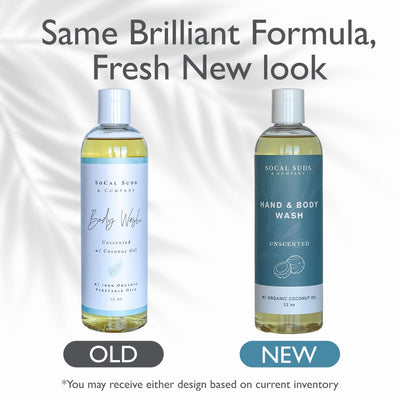 SoCal Suds & Company - 12oz Thick Organic Castile Soap Liquid Unscented, Hand & Body Wash for Men & Women, Made w/Organic Oils & Coconut Oil, Perfect Bath Essentials, Gentle Soap for All Skin Types