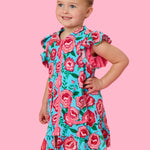 RuffleButts Baby/Toddler Girls Terry Butterfly Sleeve Full Zip Cover-Up - Bright Blossoms, 6-12m