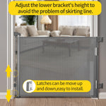 dearlomum Retractable Baby Gate,Mesh Baby Gate or Mesh Dog Gate,33" Tall,Extends up to 55" Wide,Child Safety Gate for Doorways, Stairs, Hallways, Indoor/Outdoor（Grey,33"x55"