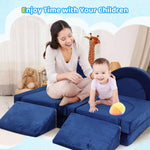FAHKNS 12PCS Modular Toddler Play Couch Kit, Multifunctional Foam Play Couch Fold Out Kids Couch for Playroom, Kickball Game, Pitching Game