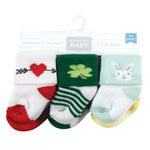 Hudson Baby Unisex Baby Holiday Newborn Terry Socks, Valentine Easter, 0-6 Months