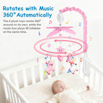 Baby Crib Mobile with Music and 28” Mobile Arm, Pink White Unicorm Crib Mobile for Baby Girls, Musical Nursery Mobile, Pink Nursery Decor, Crib Toy for Infant Baby, 6 Hanging Plush Toys, 35 Lullabies