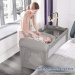 5 in 1 Baby Crib, Baby Playards Pack and Play Portable Travel Baby Playpen with Toys & Music Box, Mattress for Girl Boy Infant Newborn