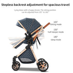 2-in-1 Baby Stroller High Landscape Pram Convertible Carriage with Reversible Bassinet for 0-36 Months,Pink