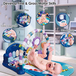 dearlomum Baby Play Mat Baby Gym,Funny Play Piano Tummy Time Baby Activity Mat with 5 Infant Sensory Baby Toys & 2 Guitar Rattles, Boy & Girl Gifts for Newborn Baby 0 to 3 6 9 12 Months (Blue)