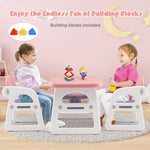 Costzon Kids Table and Chair Set, 3-Piece Plastic Activity Table with Building Blocks, Storage Shelf for Children Reading, Drawing, Writing, Arts & Crafts, Toddler Table and Chair Set (Pink)