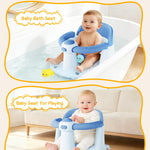 Baby Bath Seat for Babies 6 Months & Up - Bathtub Seats for Babies with 3 Baby Bath Toys, Non-Slip, Comfortable, Infant Bath Essentials-Blue