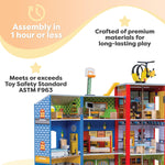 KidKraft Everyday Heroes Wooden Playset, 3-Story with 26-Piece Accessories, Foldable for Storage